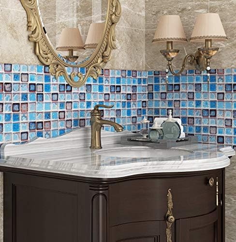 Livelynine Waterproof Blue Mosaic Wallpaper 158x788 Inch