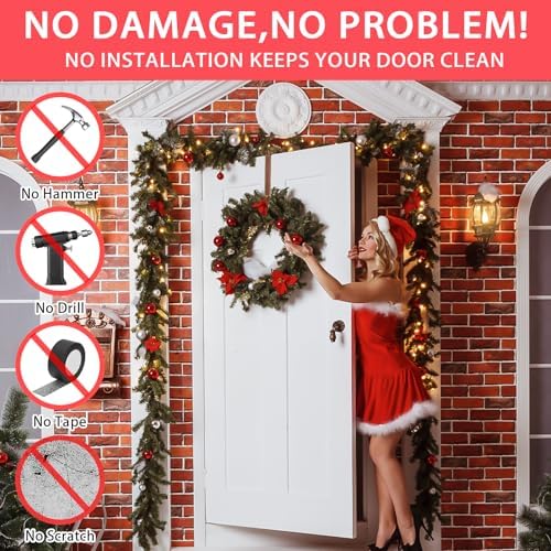 12 Inch Wreath Hanger for Front Door Hooks