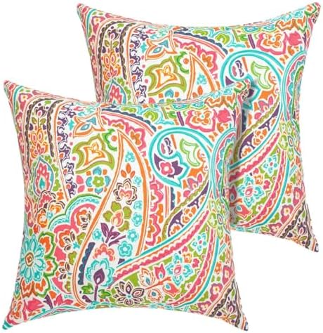 FUNHOME Outdoor Pillow Covers Pack of 2 18x18 Inch Melora Paisley