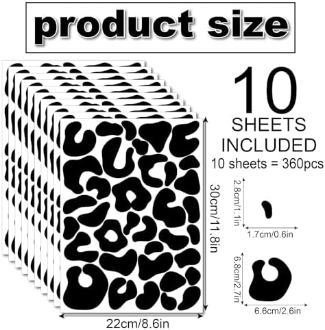 360 Pcs Black Cheetah Stickers for Bedroom Wall Decoration