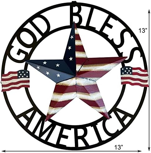 SAGUZOU God Bless America Metal Star Wall Decor