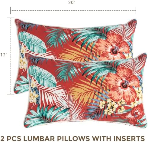 IN4 Care Lumbar Pillow Set of 2 Chili Red Floral