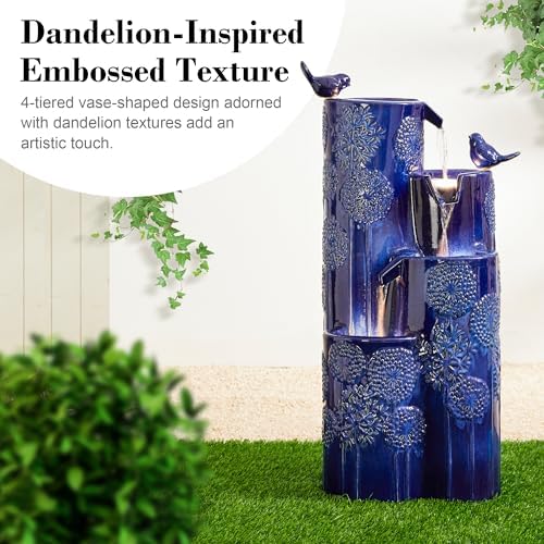 Glitzhome 3175 H Outdoor Fountain with LED Lights and Pump
