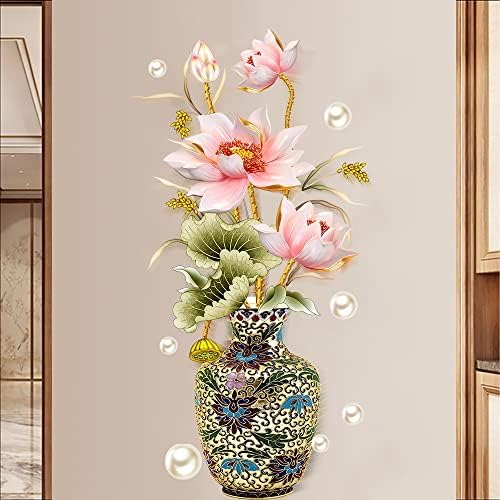 Chinese Style Lotus Flower Classical Vase Wall Sticker