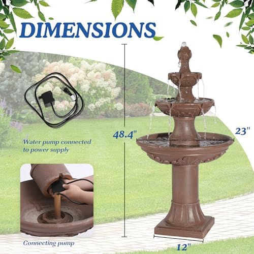 Dephet Italian Outdoor Fountain - 484H Freestanding Water Feature