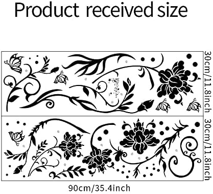 ROFARSO Black Vine Butterflies Wall Stickers