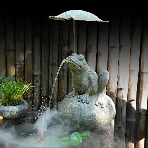 Pond Spitter Resin Frog Water Fountain Decor Gray