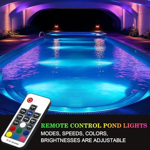 SoulBay 4 Pack RGB Pond Lights with Remote Control