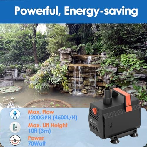 AquaMiracle 1200GPH Submersible Pond Pump with Flow Control