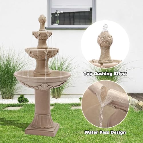 GIODIR 484 Inch 3 Tiered Resin Fountain with Pineapple Top