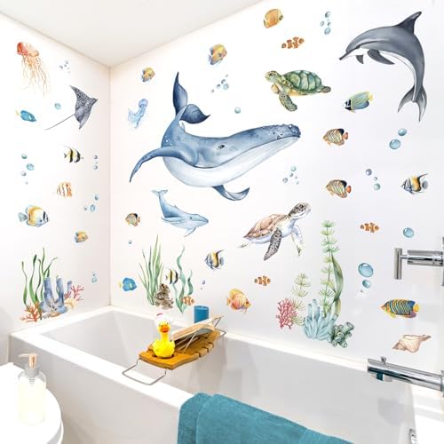 Decalmile Under The Sea Whale Wall Sticker Decor