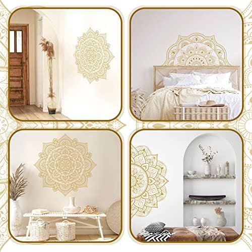 Chinco 4 Pcs Half Mandala Wall Decal Gold Boho Design