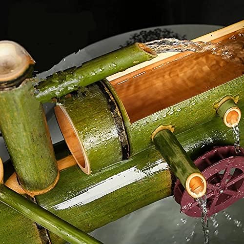 Yellow Bamboo Solar Water Fountain 30cm for Garden