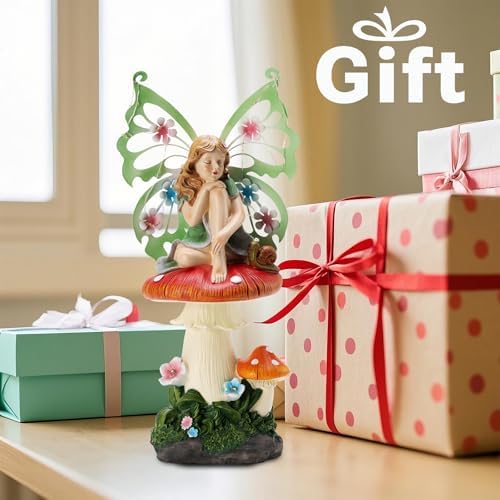 Solar Fairy Garden Decor with Mushroom and Snail