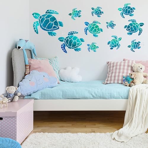 12PCS Sea Turtle Wall Decals Decor Blue Green