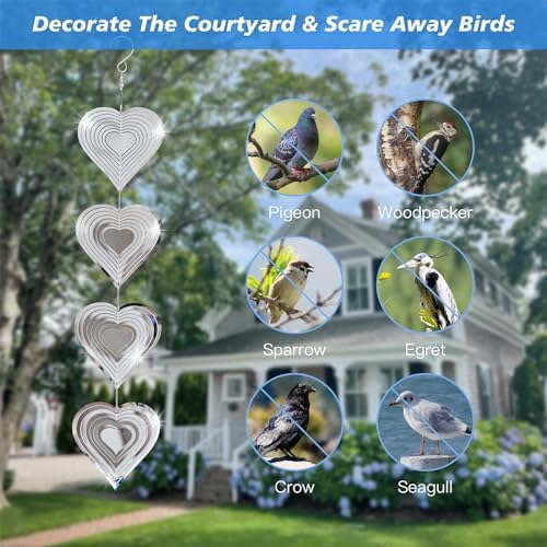 Metal Bird Deterrent Wind Spinners for Garden Decor