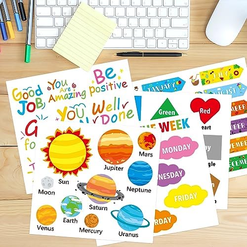 Alphabet Wall Decals for Kids Room - 12 Sheets DIY Stickers