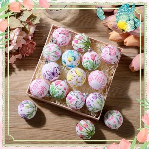 Outus 20 Pcs Spring Tulip Butterfly Hanging Ornaments