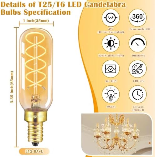 Dimmable E12 LED Candelabra Bulbs 40W Equivalent 6 Pack