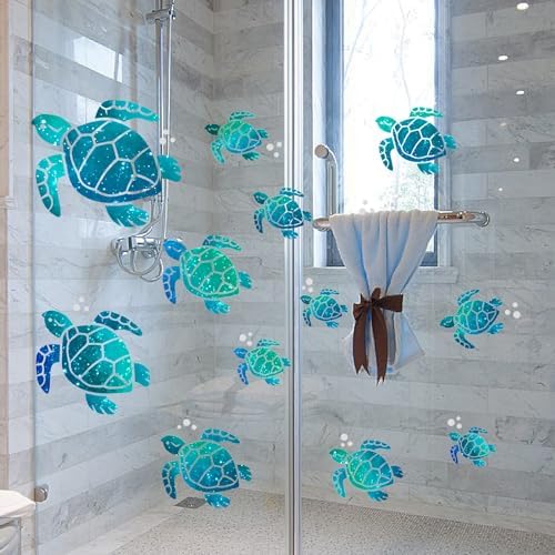 12PCS Sea Turtle Wall Decals Decor Blue Green