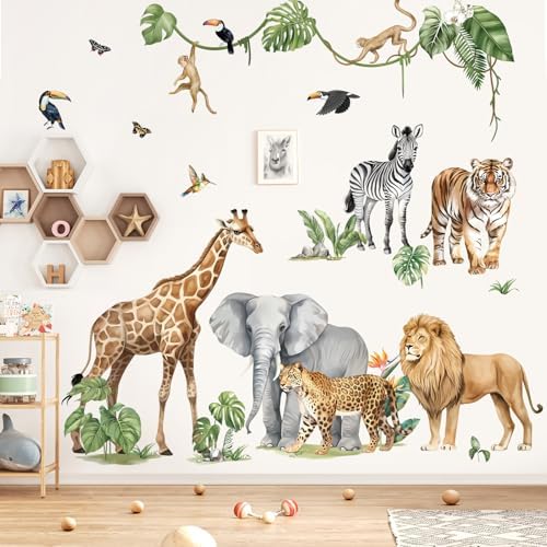 Decalmile XXL Safari Animals Wall Stickers