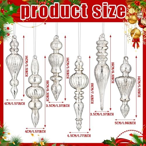 Soaoo 6 Pcs Mercury Glass Christmas Finials