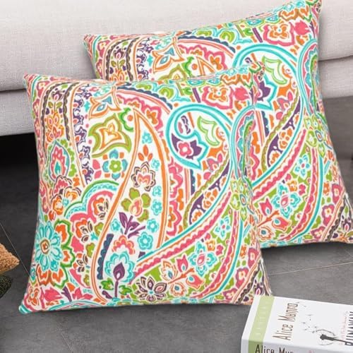 FUNHOME Outdoor Pillow Covers Pack of 2 18x18 Inch Melora Paisley