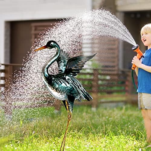 Chisheen Crane Garden Statue Metal Heron Outdoor Decor