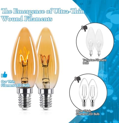 Amber Candelabra Bulb 25W Equivalent 6 Pack