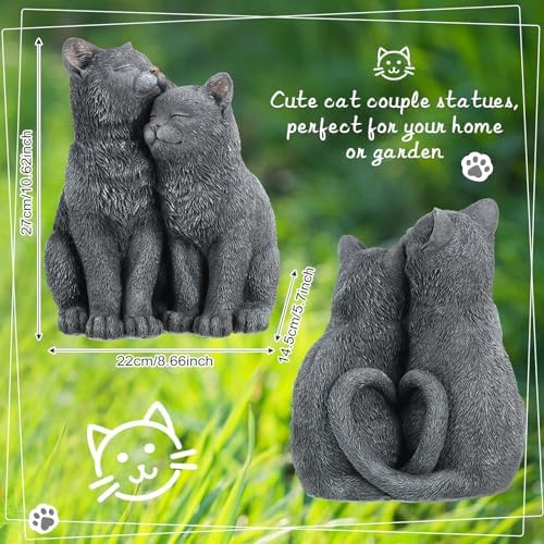 Wenqik Black Cat Garden Statue Couple Kitten Decor