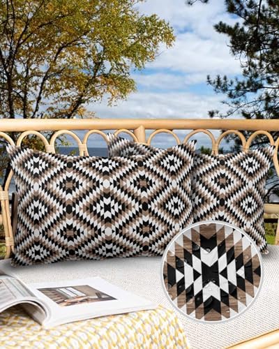 Brown Black Waterproof Outdoor Pillowcase 12x20 Inch