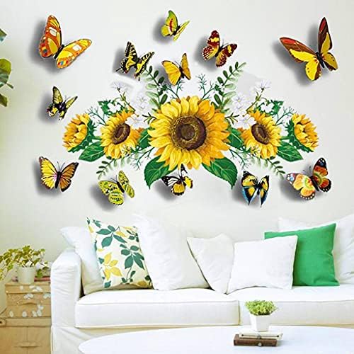 SPRT 3D Sunflower Wall Sticker Set with Butterfly Decals