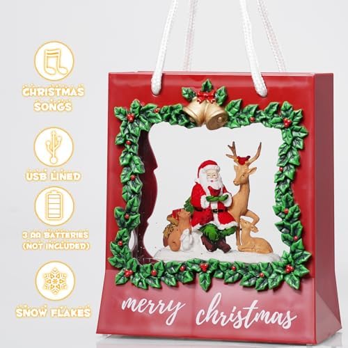 Santa Snow Globe Lantern with Music and Glitter