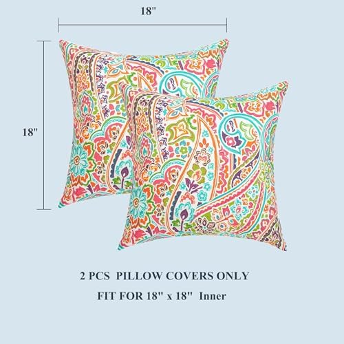 FUNHOME Outdoor Pillow Covers Pack of 2 18x18 Inch Melora Paisley