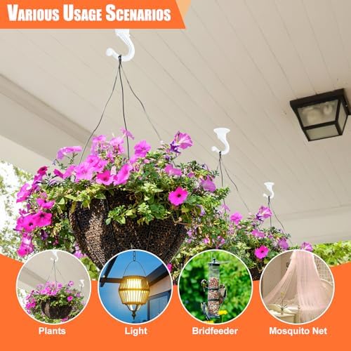 2 Pack Heavy Duty Ceiling Hooks for Plants White
