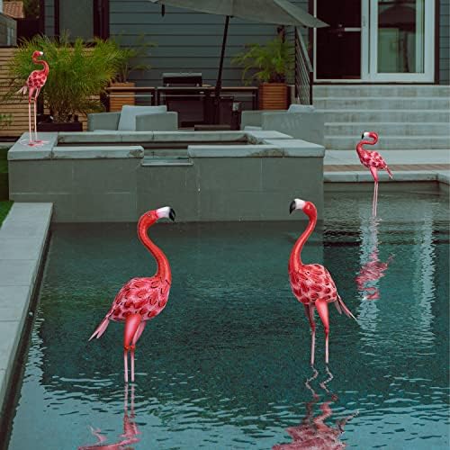 XONOR Red Flamingo Outdoor Statues Set of 2