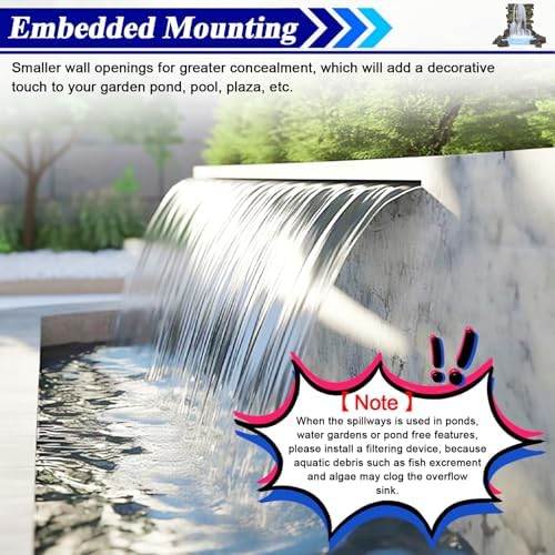 Stainless Steel Waterfall Spillway Kit for Outdoor Ponds and Garden Fountains
