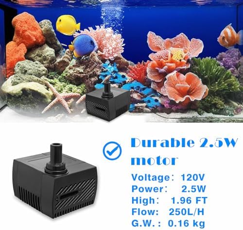 4W 40GPH Mini Submersible Pump for Ponds and Aquariums