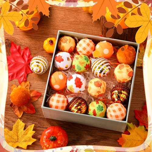 Riceshoot 24 Pc Fall Ornament Set for Tree Decor