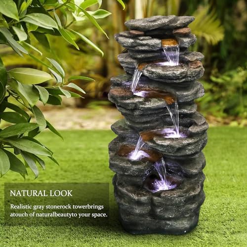 SunJet 40 Inch 6-Tier Water Fountain with LED Lights