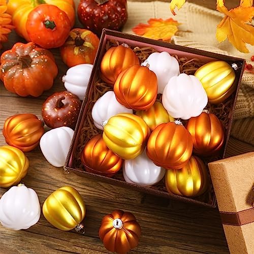 Tigeen 24 Pcs Fall Pumpkin Hanging Tree Ornaments