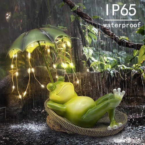 Solar Frog Garden Statue Outdoor Decor