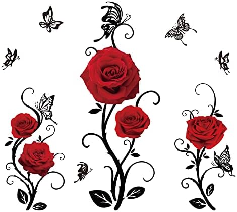 SUPERDANT Red Rose Wall Sticker Valentine Decor
