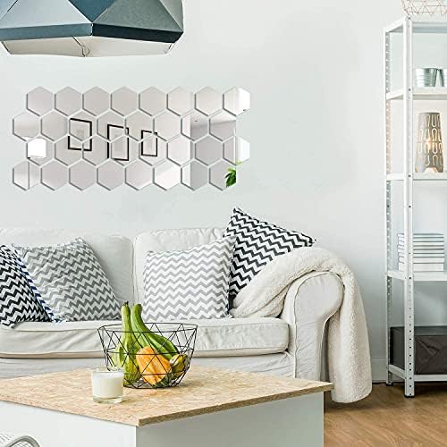 Shappy 24 Piece Hexagon Mirror Wall Sticker