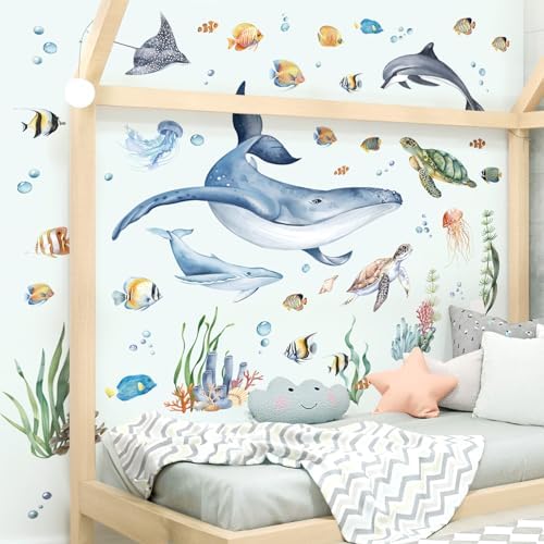 Decalmile Under The Sea Whale Wall Sticker Decor