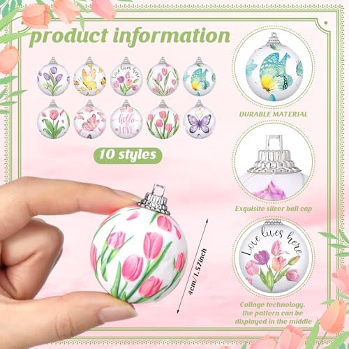 Outus 20 Pcs Spring Tulip Butterfly Hanging Ornaments