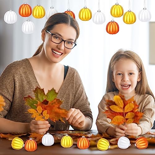 Tigeen 24 Pcs Fall Pumpkin Hanging Tree Ornaments