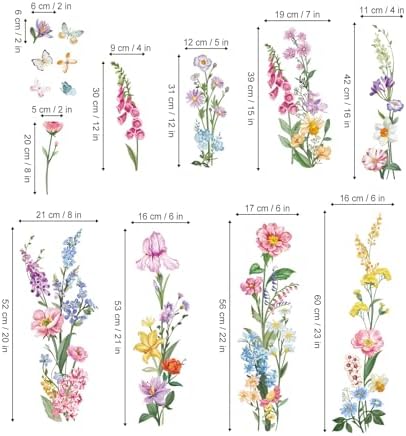 Wondever Wildflower Wall Stickers for Bedroom Living Room Decor