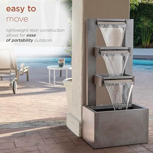 Alpine Corporation CPS182 Gray Multitiered Floor Fountain