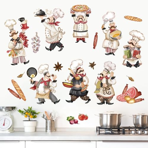 Wondever Chef Kitchen Wall Decals for Fridge and Dining Room